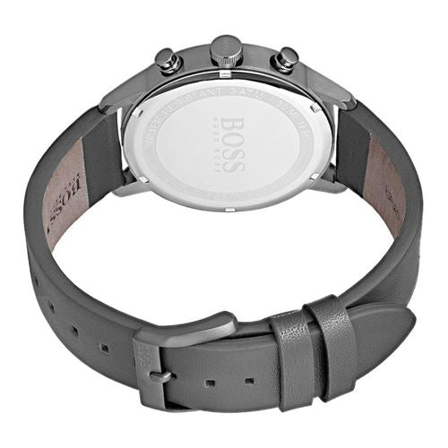 Hugo Boss Architectural Grey Dial Grey Leather Strap Watch for Men - 1513570