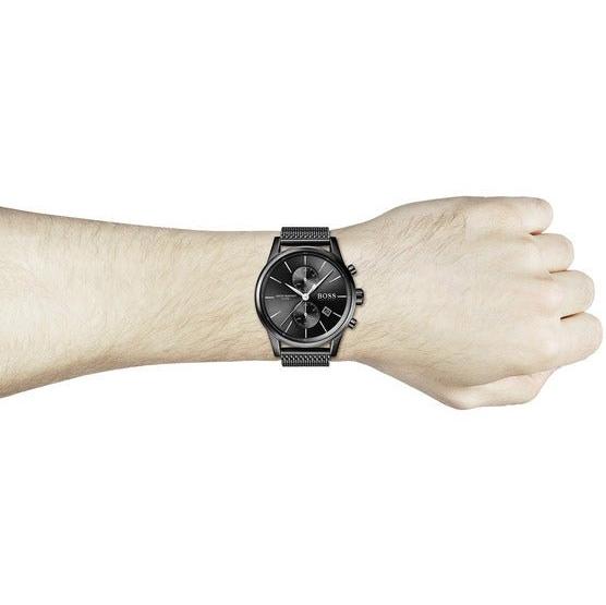 Hugo Boss Associate Black Dial Black Mesh Bracelet Watch for Men - 1513769