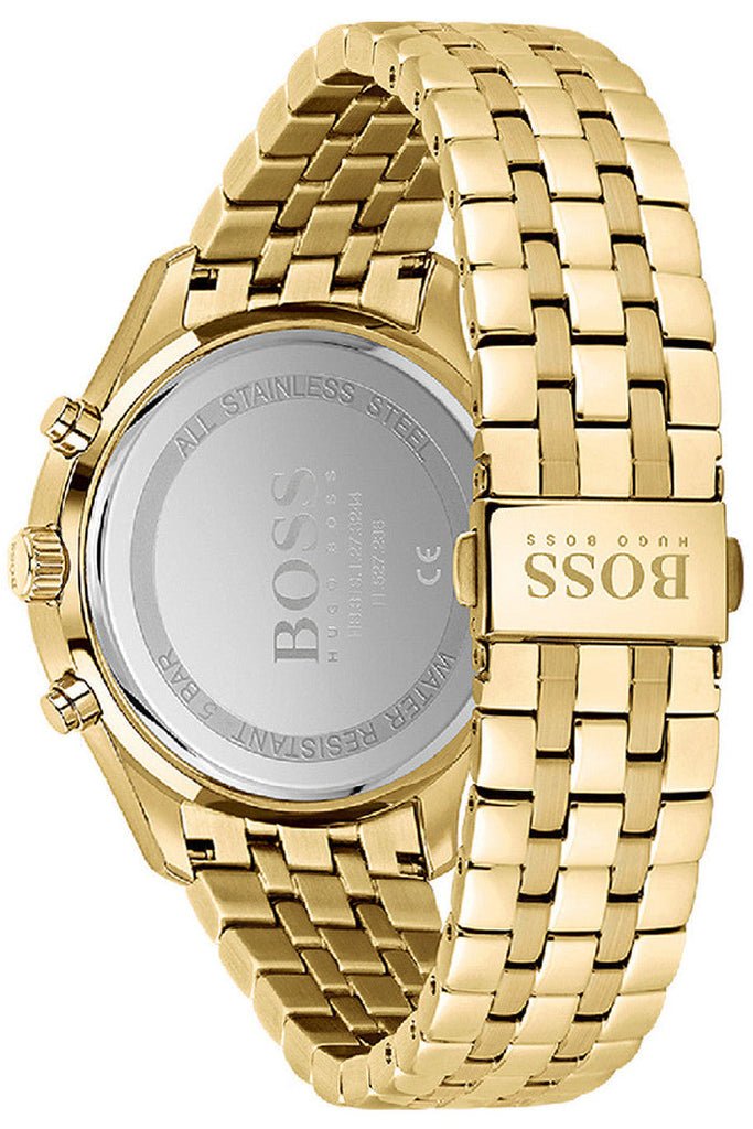 Hugo Boss Associate Blue Dial Gold Steel Strap Watch for Men - 1513841