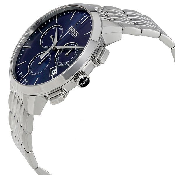 Hugo Boss Associate Blue Dial Silver Steel Strap Watch for Men - 1513269