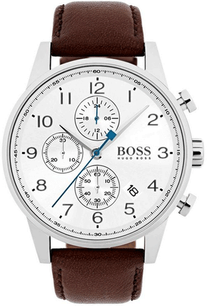 Hugo Boss Attitude White Dial Brown Leather Strap Watch for Men - 1513609