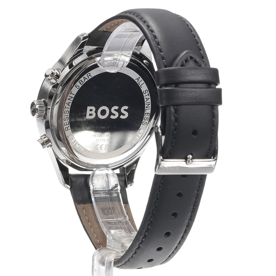 Hugo Boss Avery Chronograph Blue Dial Black Leather Strap Watch for Men - 1514156