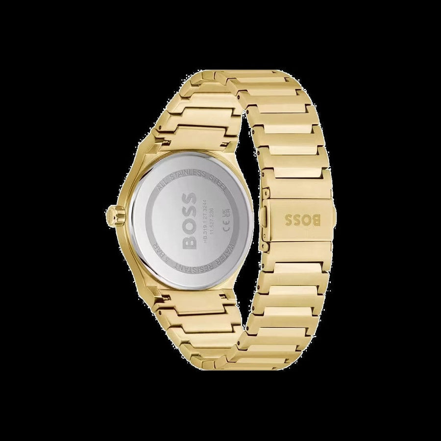 Hugo Boss Candor Black Dial Gold Steel Strap Watch for Men - 1514077