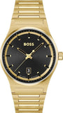 Hugo Boss Candor Black Dial Gold Steel Strap Watch for Men - 1514077
