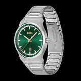 Hugo Boss Candor Green Dial Silver Steel Strap Watch for Men - 1514079