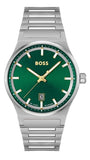 Hugo Boss Candor Green Dial Silver Steel Strap Watch for Men - 1514079