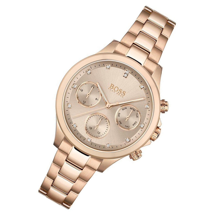 Hugo Boss Carnation Gold Dial Gold Steel Strap Watch for Women - 1502592