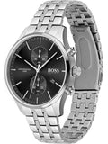 Hugo Boss Associate Black Dial Silver Steel Strap Watch for Men - 1513869