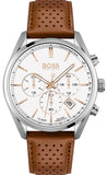 Hugo Boss Champion White Dial Brown Leather Strap Watch for Men - 1513879