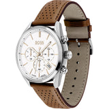 Hugo Boss Champion White Dial Brown Leather Strap Watch for Men - 1513879