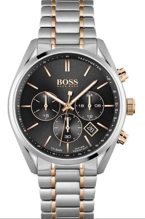 Hugo Boss Champion Chronograph Black Dial Two Tone Steel Strap Watch for Men - 1513819