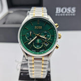 Hugo Boss Champion Green Dial Silver Steel Strap Watch for Men - 1513878