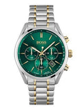 Hugo Boss Champion Green Dial Silver Steel Strap Watch for Men - 1513878