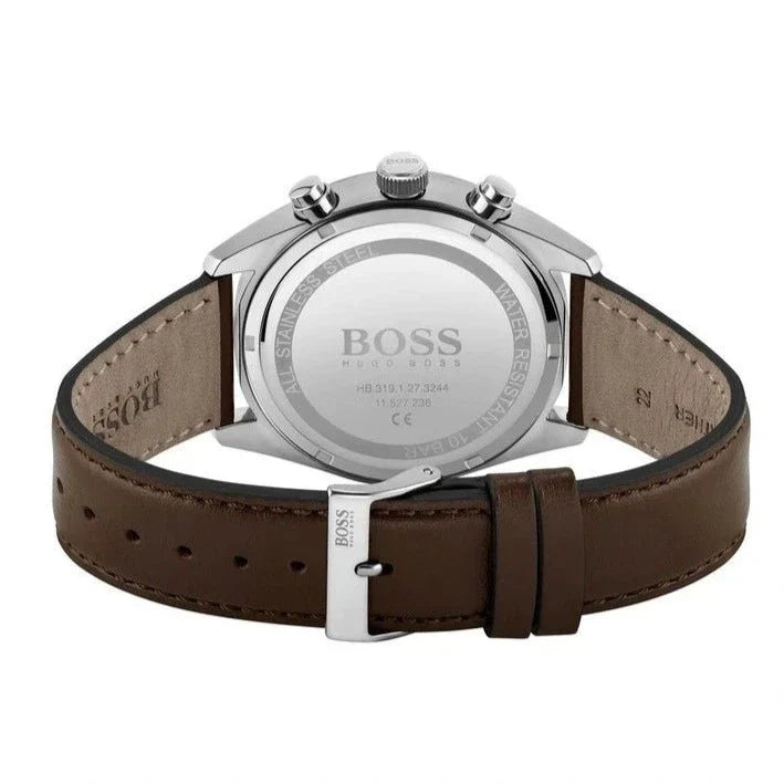 Hugo Boss Champion Grey Dial Brown Leather Strap Watch for Men - 1513815