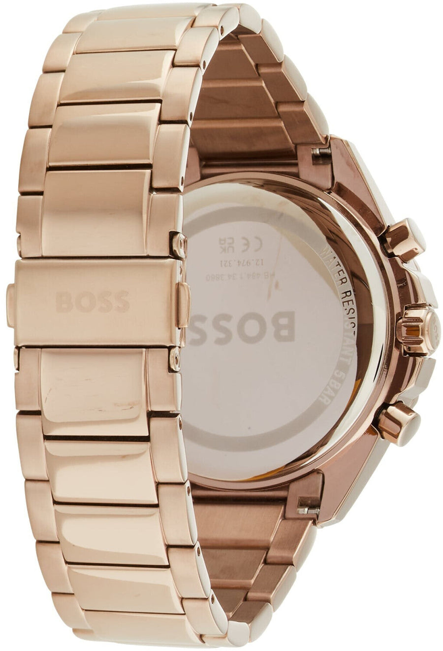 Hugo Boss Classic Chronograph Green Dial Beige Gold Steel Strap Watch For Men - 1514019