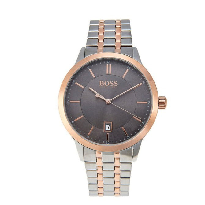 Hugo Boss Classic Grey Dial Two Tone Steel Strap Watch for Men - 1513688