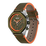 Hugo Boss Cloud Chronograph Olive Green Dial Green Leather Strap Watch for Men - 1514018