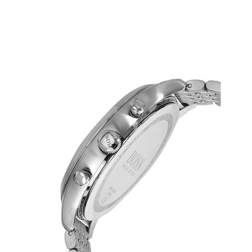 Hugo Boss Companion Black Dial Silver Steel Strap Watch for Men - 1513652
