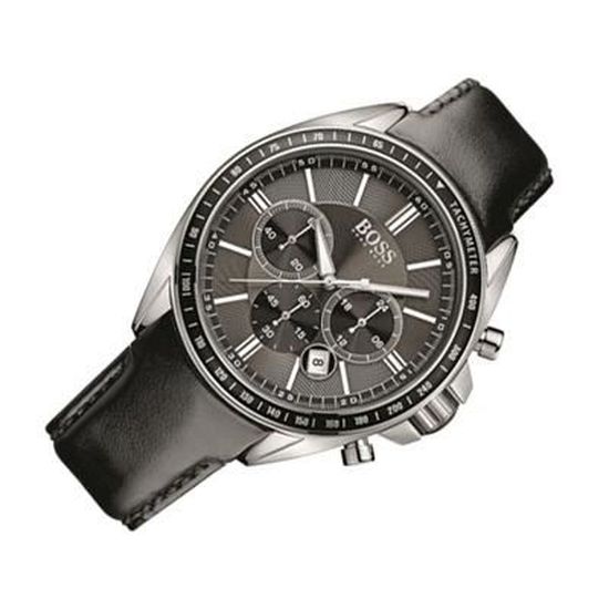 Hugo Boss Contemporary Sport Driver Black Dial Black Leather Strap Watch for Men - 1513085