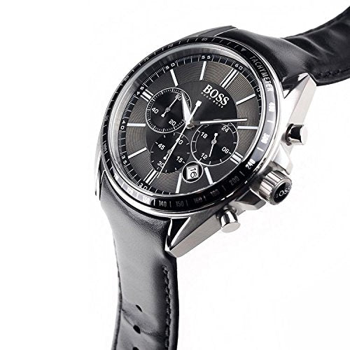 Hugo Boss Contemporary Sport Driver Black Dial Black Leather Strap Watch for Men - 1513085