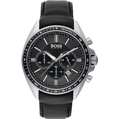 Hugo Boss Contemporary Sport Driver Black Dial Black Leather Strap Watch for Men - 1513085