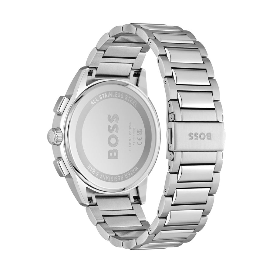 Hugo Boss Dapper Chronograph Blue Dial Silver Steel Strap Watch For Men - 1513927