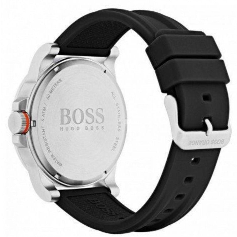Hugo Boss Detroit Sport Quartz Black Dial Black Rubber Strap Watch for Men - 1550006