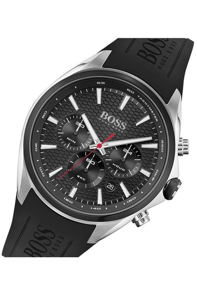 Hugo Boss Distinct Black Dial Black Rubber Strap Watch for Men - 1513855