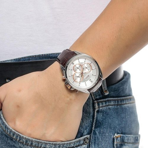 Hugo Boss Driver Quartz Silver Dial Brown Leather Strap Watch For Men - HB1512881