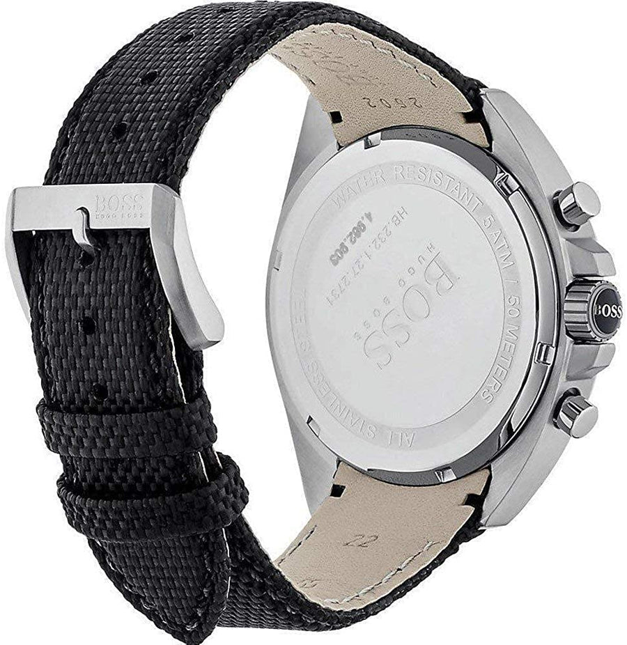 Hugo Boss Driver Black Dial Black Leather Strap Watch for Men -1513087
