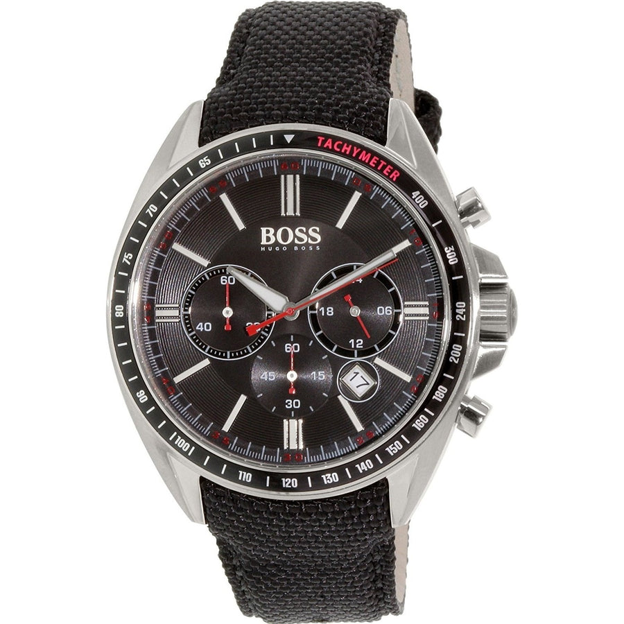 Hugo Boss Driver Black Dial Black Leather Strap Watch for Men -1513087