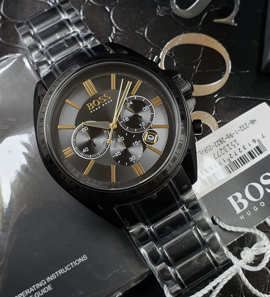 Hugo Boss Driver Black Dial Black Steel Strap Watch for Men - 1513277