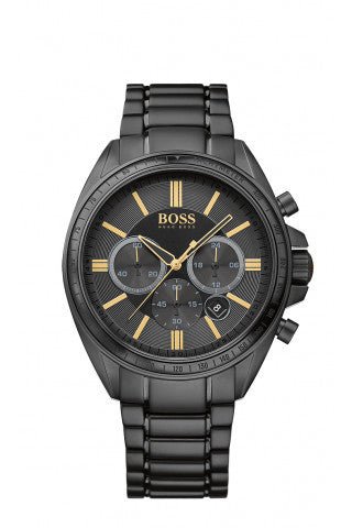 Hugo Boss Driver Black Dial Black Steel Strap Watch for Men - 1513277