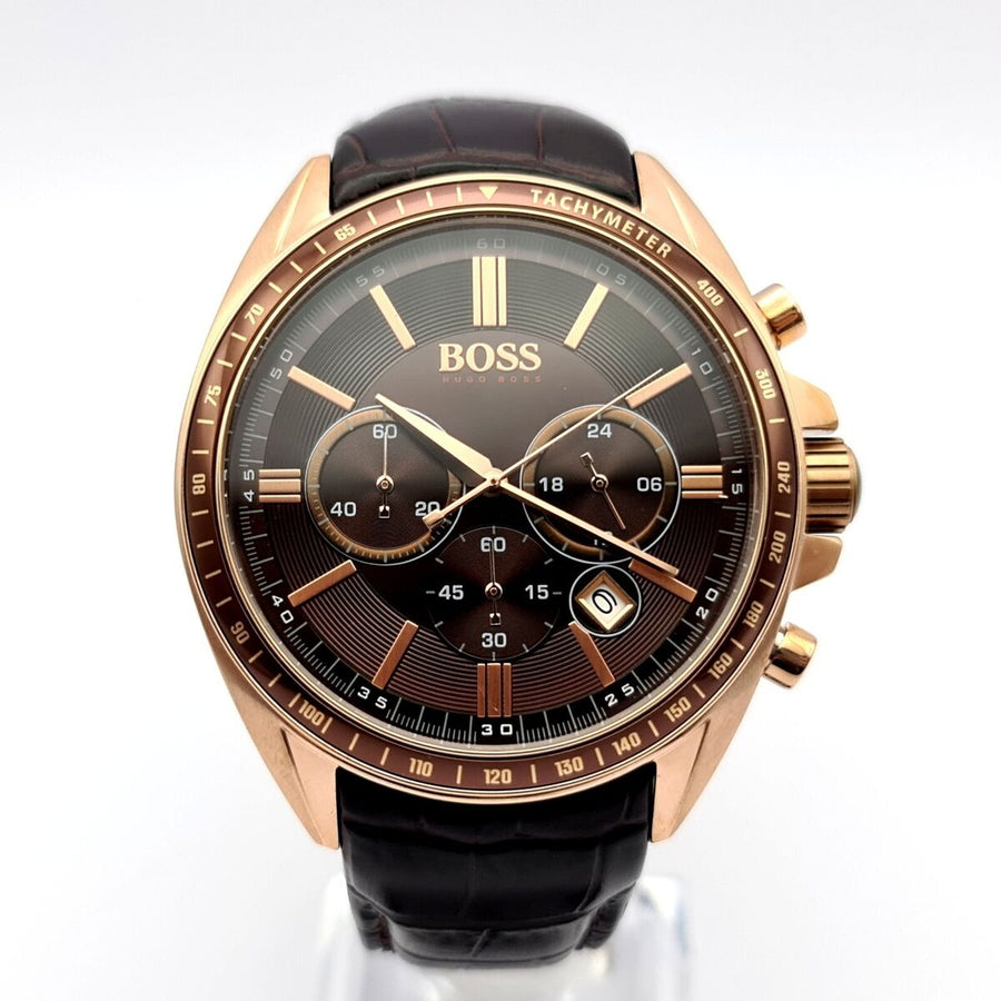 Hugo Boss Driver Chronograph Brown Dial Brown Leather Strap Watch For Men - HB1513093