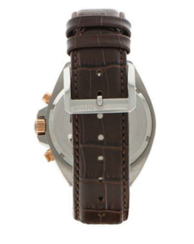 Hugo Boss Driver Chronograph Silver Dial Brown Leather Strap Watch For Men - 1512881