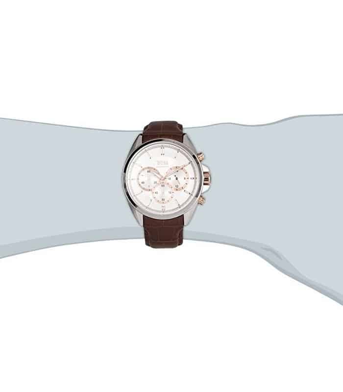 Hugo Boss Driver Quartz Silver Dial Brown Leather Strap Watch For Men - HB1512881
