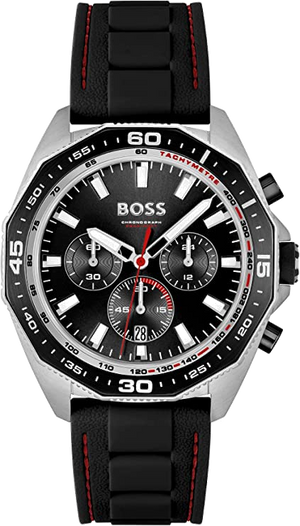 Hugo Boss Energy Chronograph Black Dial Black Silicon Strap Watch For Men - 1513969