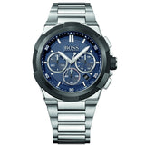 Hugo Boss Supernova Chronograph Blue Dial Silver Steel Strap Watch for Men - 1513360