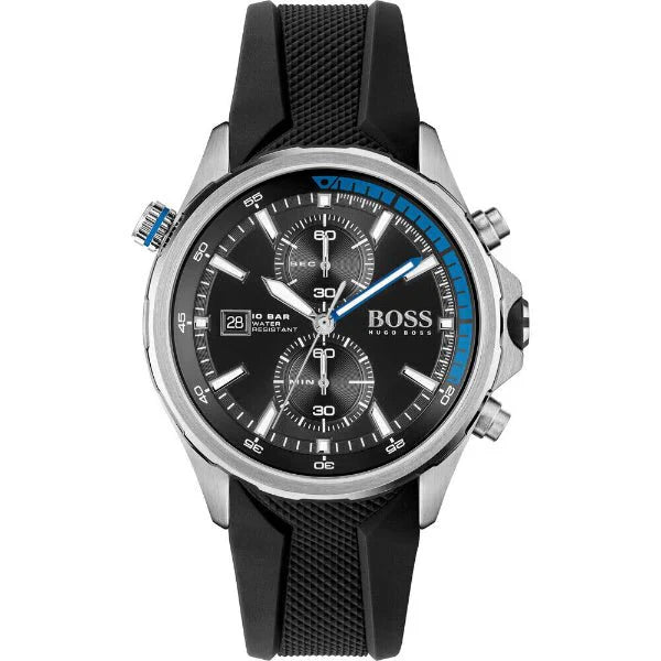 Hugo Boss Globetrotter Black Dial Black Silicone Strap Watch for Men - 1513820