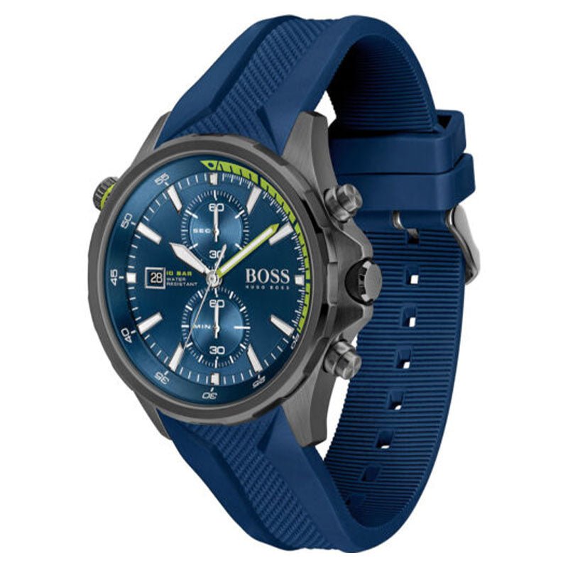 Hugo Boss Globetrotter Blue Dial Blue Silicone Strap Watch for Men - 1513821