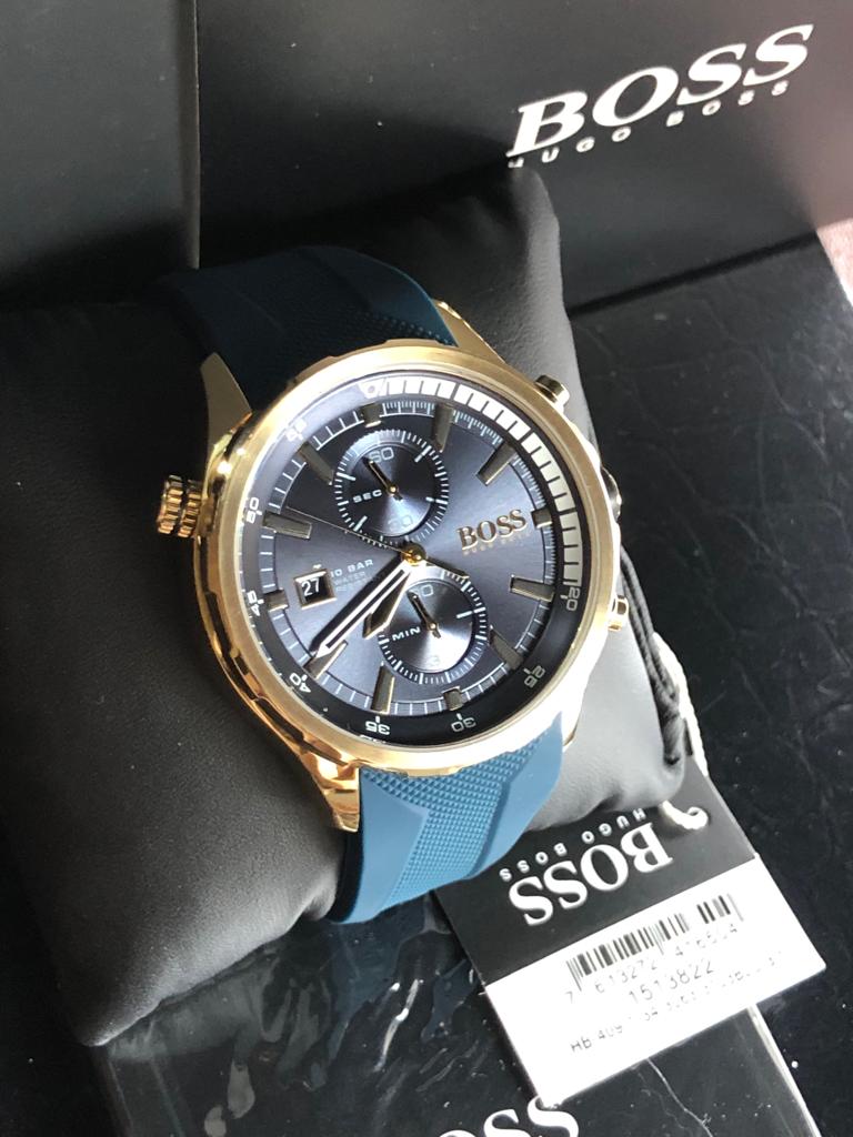 Hugo Boss Globetrotter Blue Dial Blue Silicone Strap Watch for Men - 1513822