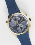 Hugo Boss Globetrotter Blue Dial Blue Silicone Strap Watch for Men - 1513822