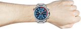 Hugo Boss Globetrotter Blue Dial Silver Steel Strap Watch for Men - 1513823
