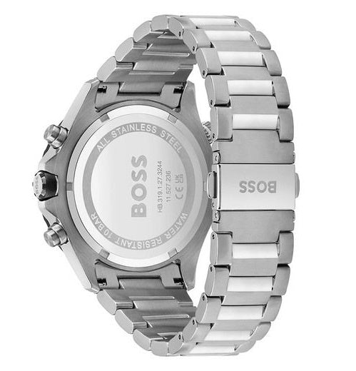 Hugo Boss Globetrotter Green Dial Silver Steel Strap Watch for Men - 1513930