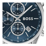Hugo Boss Grand Prix Chronograph Blue Dial Silver Steel Strap Watch for Men - 1514226
