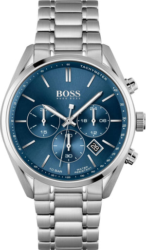 Hugo Boss Grand Prix Chronograph Blue Dial Silver Steel Strap Watch for Men - 1514226