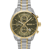 Hugo Boss Grand Prix Chronograph Green Dial Two Tone Steel Strap Watch for Men - 1514227