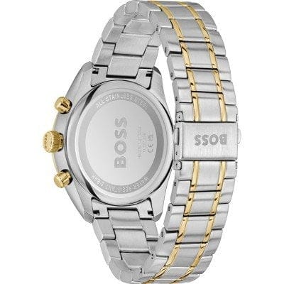 Hugo Boss Grand Prix Chronograph Green Dial Two Tone Steel Strap Watch for Men - 1514227