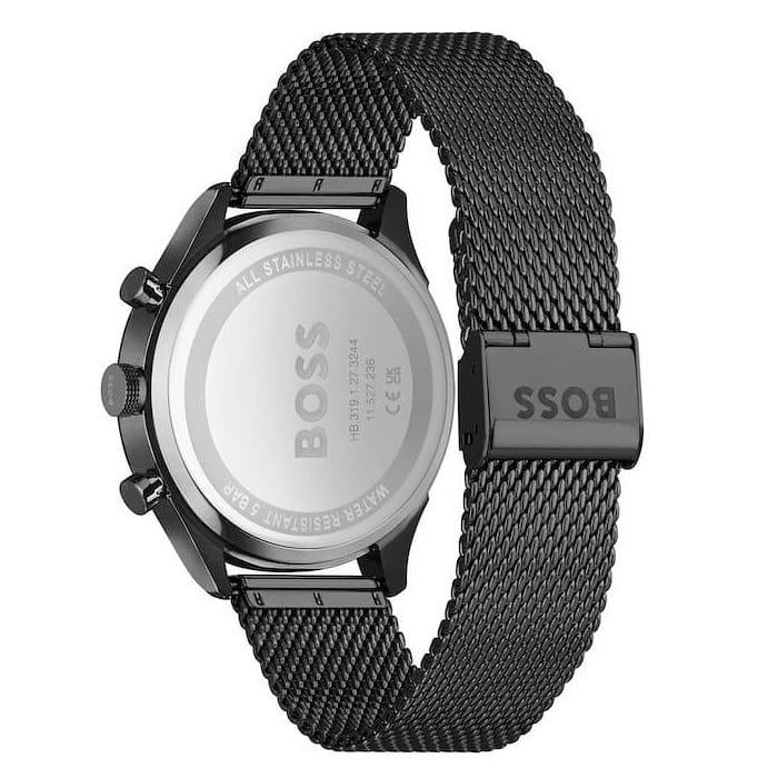 Hugo Boss Gregor Chronograph Black Dial Black Mesh Bracelet Watch For Men - 1514065