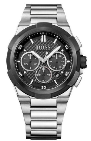 Hugo Boss Supernova Chronograph Black Dial Silver Steel Strap Watch for Men - 1513359